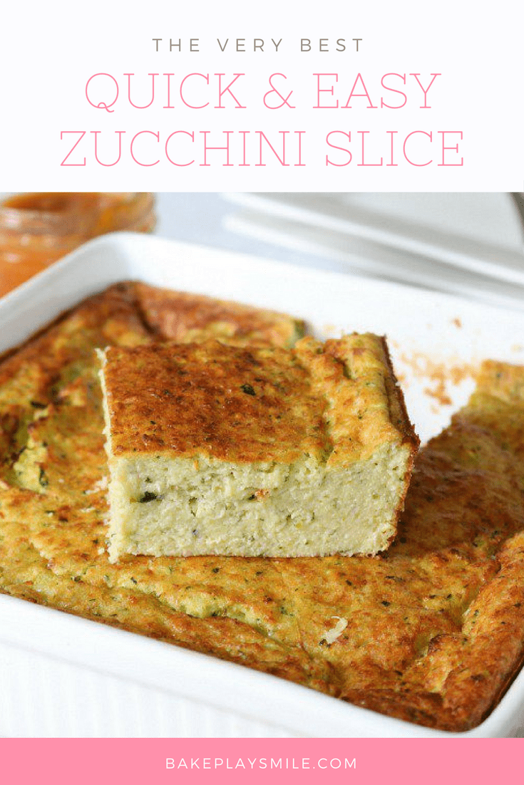 Quick & Easy Zucchini Slice (with bacon & cheese) - Bake Play Smile