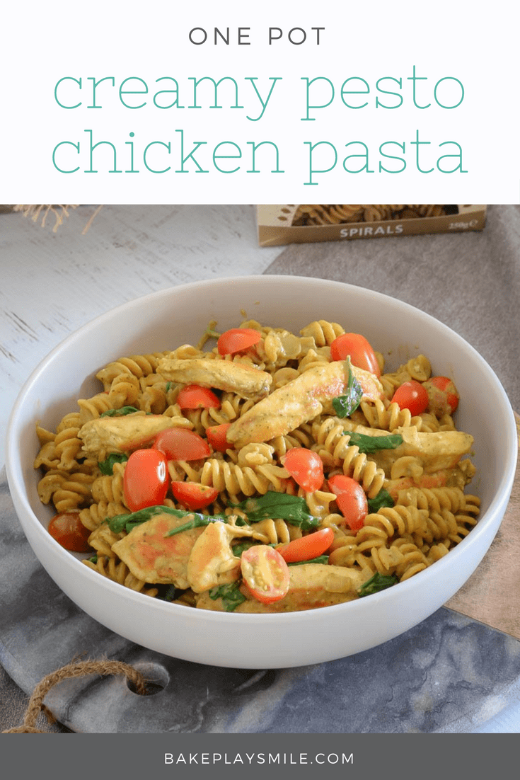 One Pot Creamy Pesto Chicken Pasta | Easy Midweek Dinner - Bake Play Smile