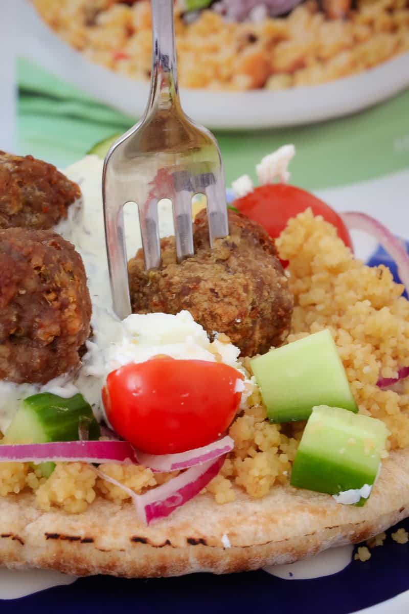 Oven Baked Greek Lamb Meatball Pitas - Bake Play Smile