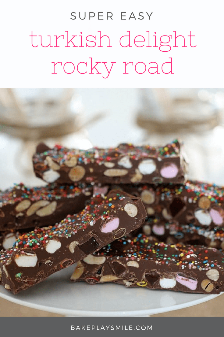 Easy Turkish Delight Rocky Road (with M&Ms!!) - Bake Play Smile
