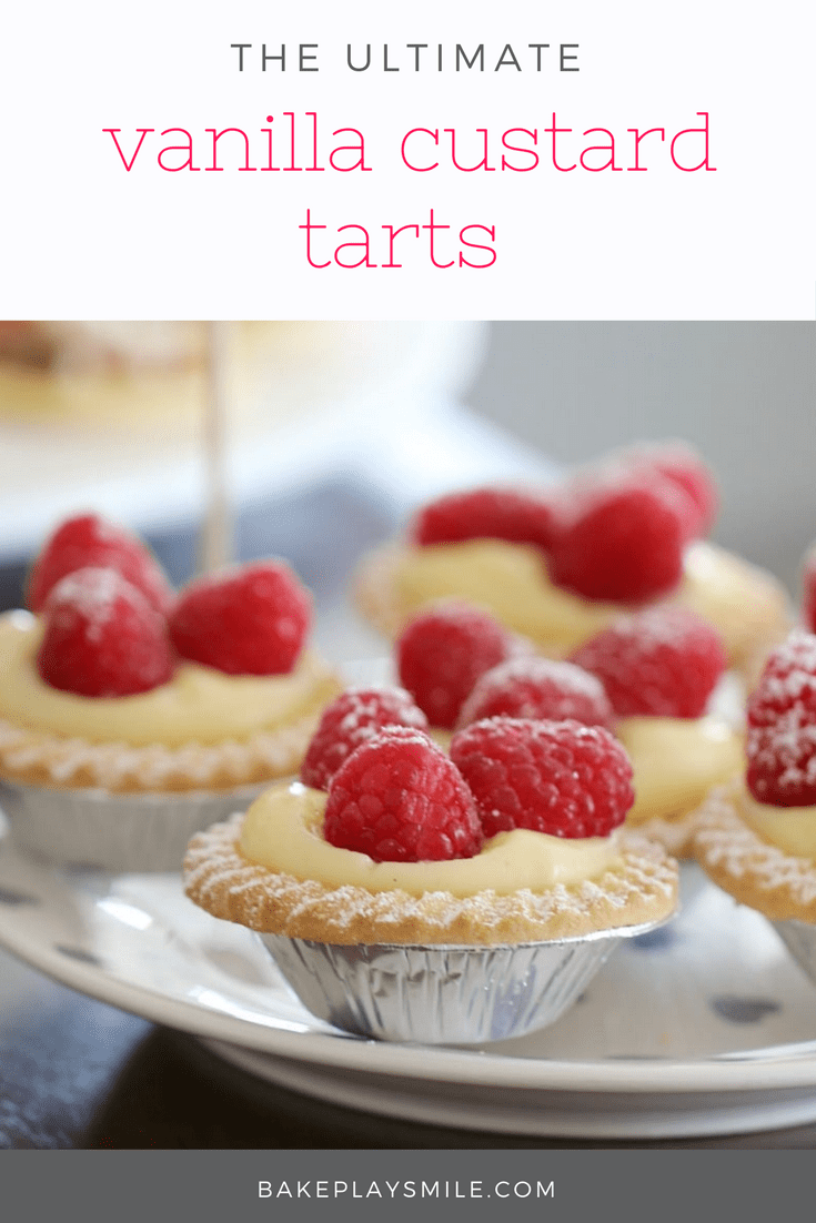 Vanilla custard tarts with fresh raspberries