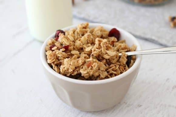 Crunchy Homemade Almond Nut & Cranberry Granola - Bake Play Smile