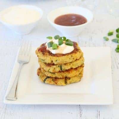 Cheesy Quinoa, Sweet Potato & Zucchini Fritters