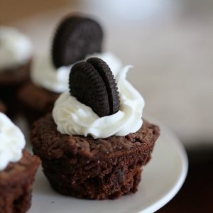 Bite Sized Brownies with Mini Oreo Frosting