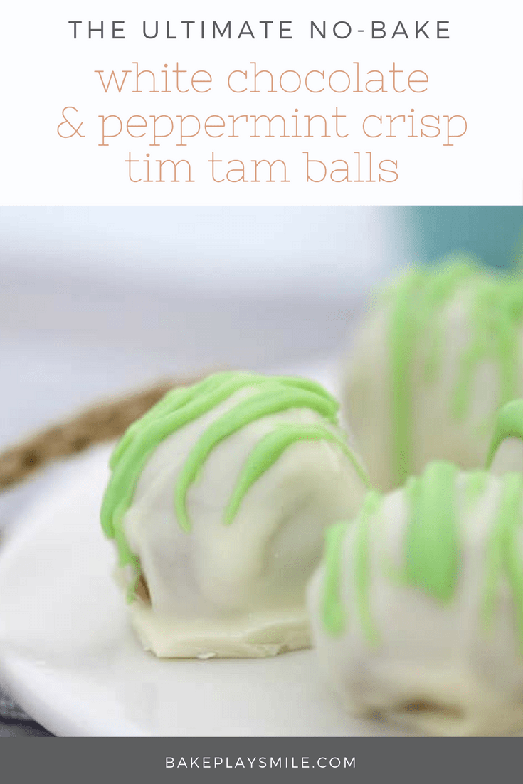 White Chocolate & Peppermint Crisp Tim Tam Balls - Bake Play Smile