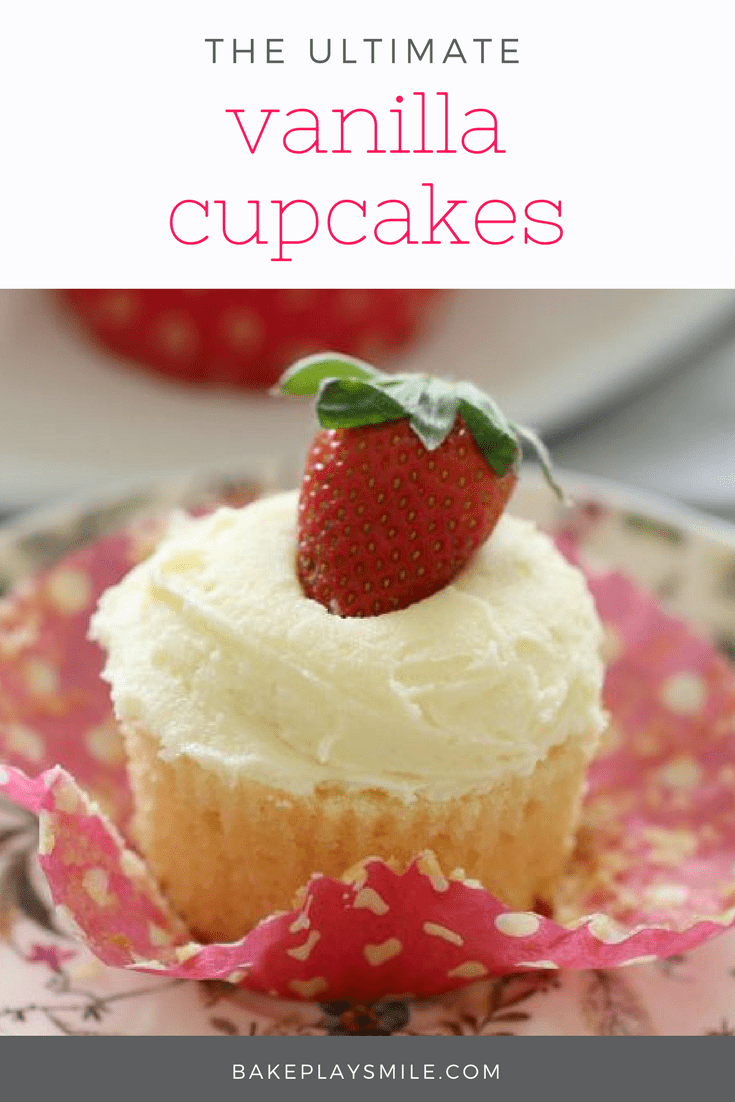 Vanilla Cupcakes with Fresh Strawberries.