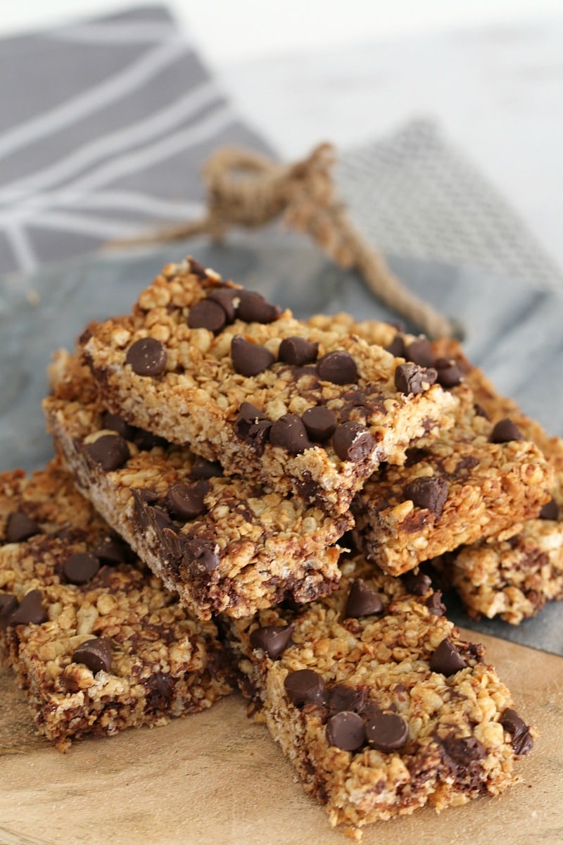 Easy Chocolate Chip Muesli Bars - Bake Play Smile