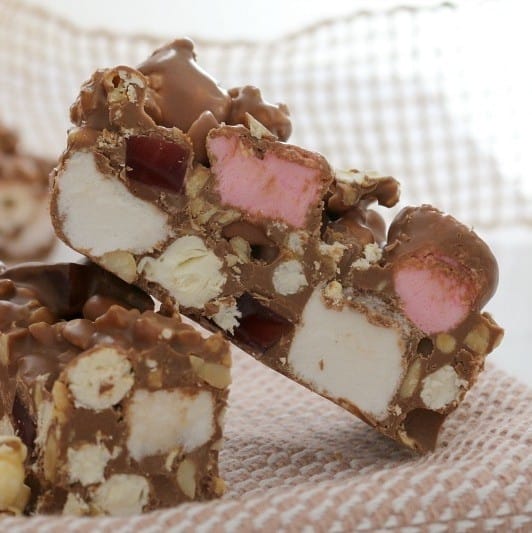 Caramel Popcorn, Peanut & Turkish Delight Rocky Road - Bake Play Smile