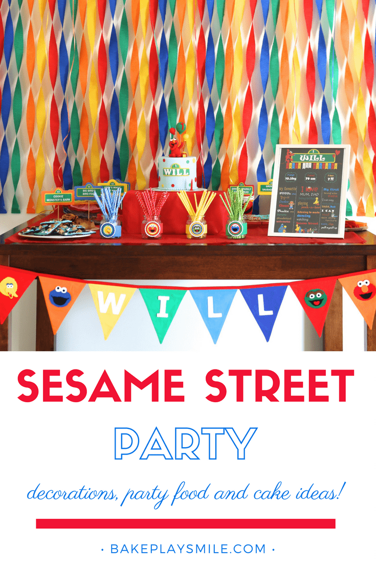 Bright and colourful decorations and food for a Sesame Street party