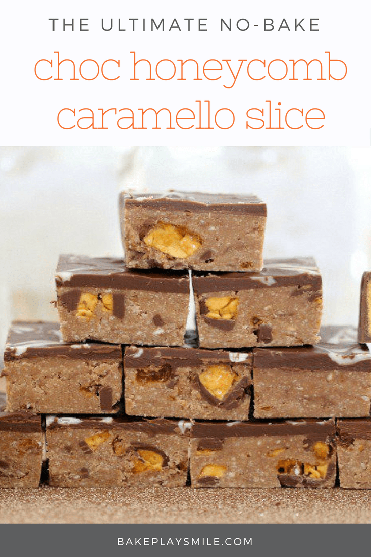 Slice pieces filled with chopped chocolate honeycomb and a layer of chocolate on top