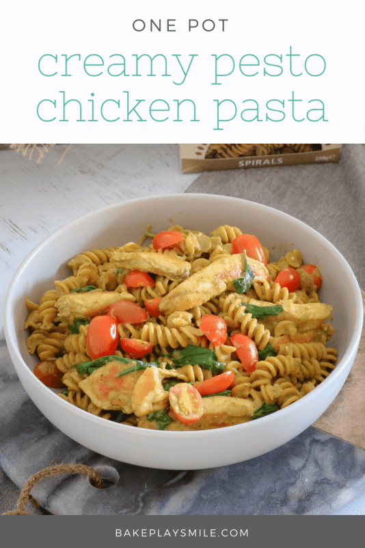 One Pot Creamy Pesto Chicken Pasta | Easy Midweek Dinner - Bake Play Smile