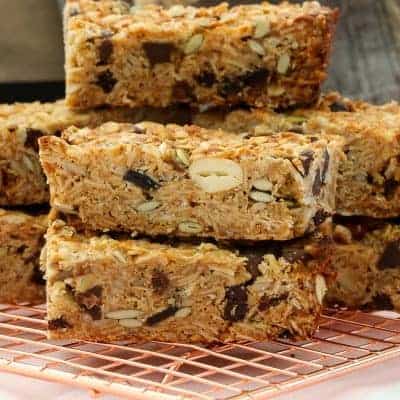 These really are the very best homemade muesli bars... soft & chewy with just the right amount of crunch! Made with rolled oats, puffed rice, honey, nuts, seeds, dried fruit, coconut oil, nut butter and more!