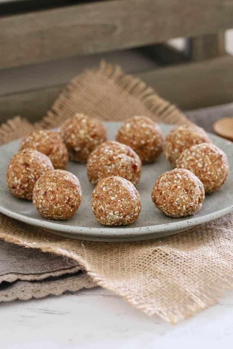 A plate of nut-free bliss balls.