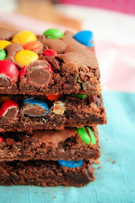 M&M Chocolate Brownie Slice | Crunchy & Chewy - Bake Play Smile
