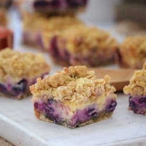 The most delicious Lemon Blueberry Crumble Slice ever! Creamy, tangy and oh-so yum... the perfect dessert or afternoon treat!