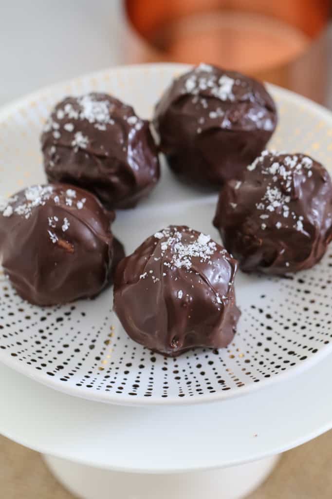 Dark Chocolate & Salted Caramel Cheesecake Balls - Bake Play Smile