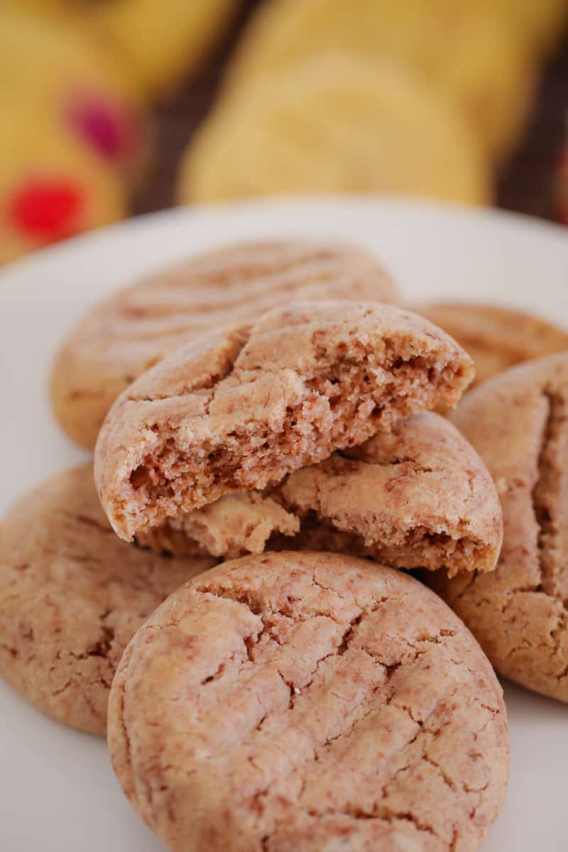 A close up of Milo baked cookies on a white plate