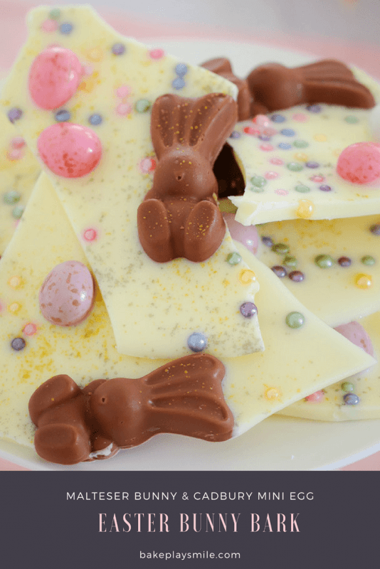 Easy White Chocolate & Malteser Bunny Easter Bark - Bake Play Smile