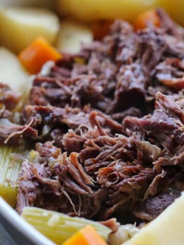 This Slow Cooker Roast Beef is the perfect winter dinner... one pot, plenty of vegetables and moist pull-apart roast beef that melts in your mouth.