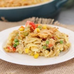 My classic creamy Tuna Pasta Casserole is a family favourite! It's a budget-friendly midweek dinner that's packed full of vegetables and can be made ahead of time and frozen. 