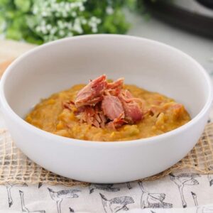 A hearty and healthy Slow Cooker Pea & Ham Soup that can be prepped in the morning and ready for dinner at night... the perfect winter soup! 