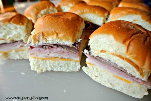 Ham and cheese slider sandwiches. 