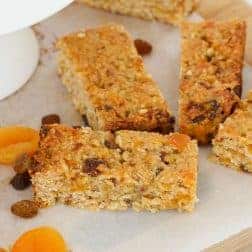 Healthy & delicious nut-free muesli bars that are perfect for school lunch boxes! Make your own variations by mixing and matching your favourite dried fruit.