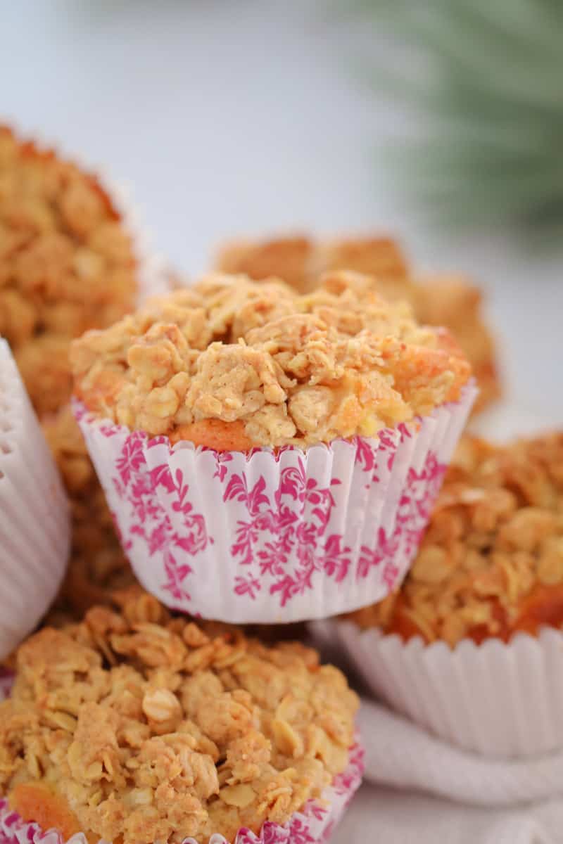 Crunchy topped apple muffins ready for school lunch boxes. 