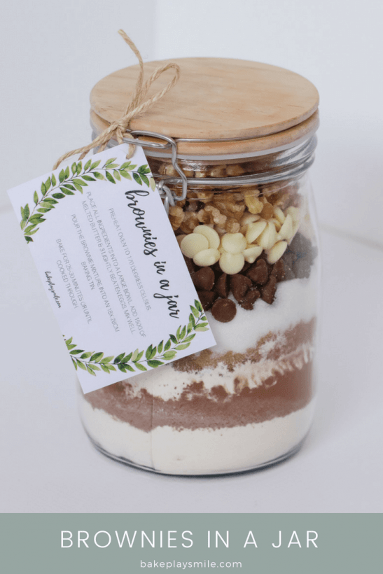 Brownies in a Jar Homemade Gift with FREE Printable Gift Tag Bake