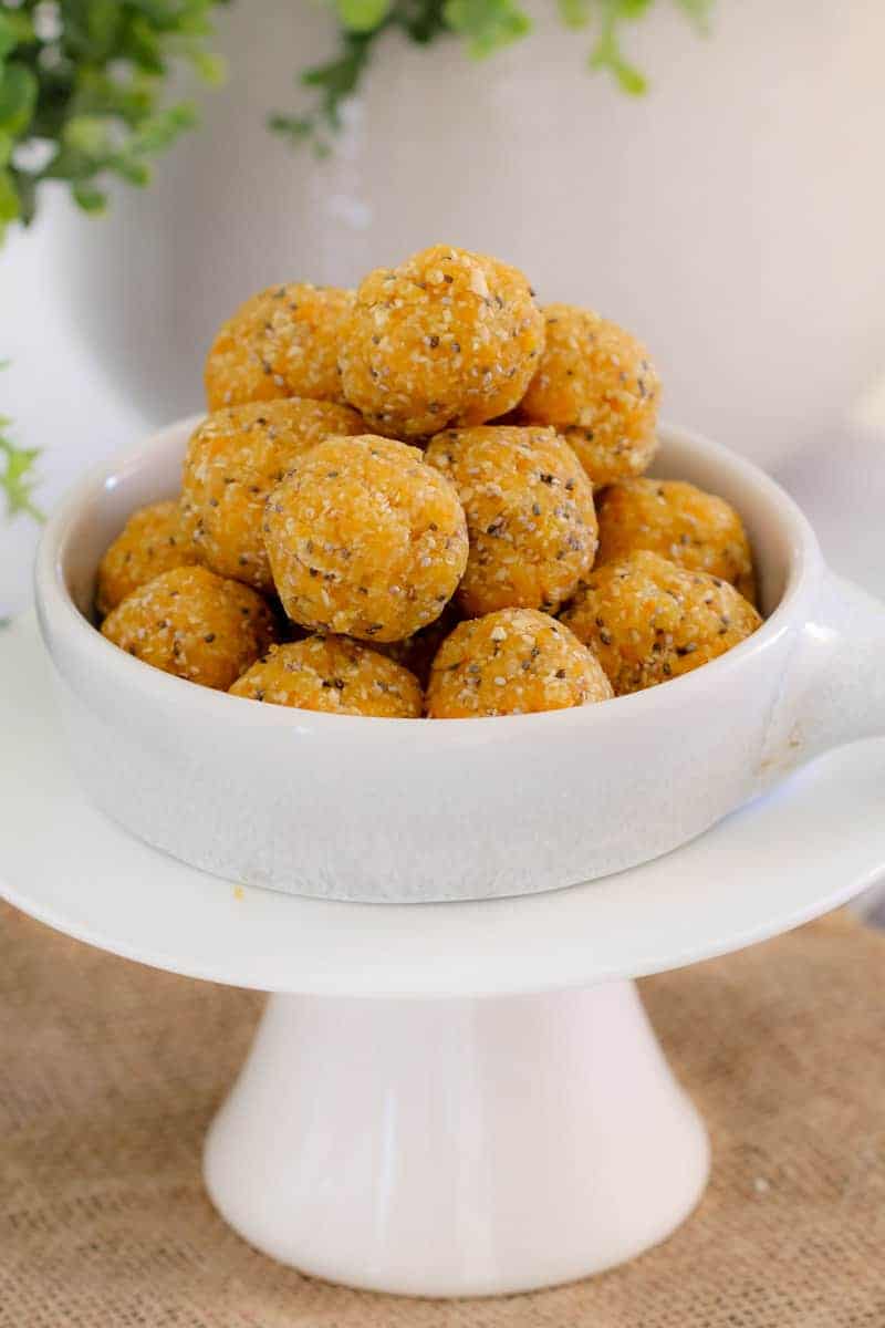 A bowl of Apricot bliss balls. 