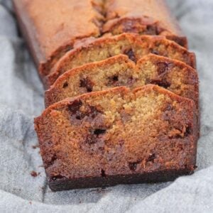 A simple one-bowl chocolate chip banana bread recipe that is so moist and delicious! Serve it cold or toasted warm and smothered with butter. 