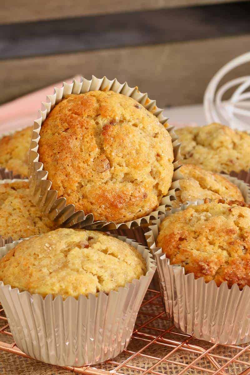 Muffins made with apple, banana, coconut and dates. 