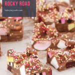 A fun party rocky road recipe made with milk chocolate, turkish delight, marshmallows, licorice allsorts and sprinkles! 