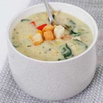 Healthy Creamy Chicken & Vegetable Soup - Bake Play Smile