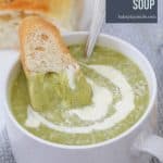 A healthy and creamy zucchini soup recipe that will be ready in less than 30 minutes! The perfect way to use up zucchinis!
