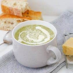 A healthy and creamy zucchini soup recipe that will be ready in less than 30 minutes! The perfect way to use up zucchinis!