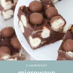 The easiest Microwave Malteser Fudge recipe made with just 3 ingredients (chocolate, sweetened condensed milk & Maltesers)... and in less than 5 minutes! 