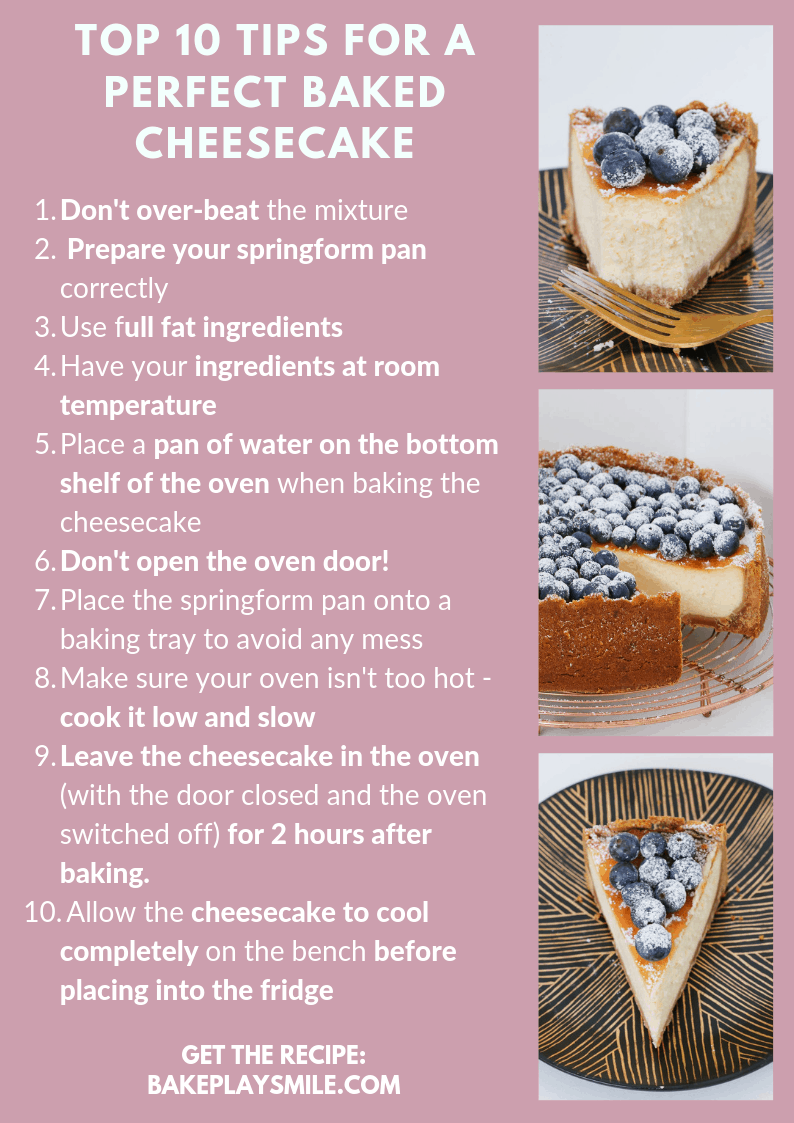 Tips for baking cheesecakes without cracking.