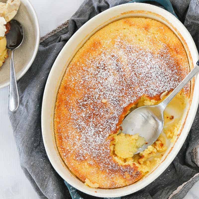 Super Easy Lemon Delicious Pudding | Winter Dessert - Bake Play Smile