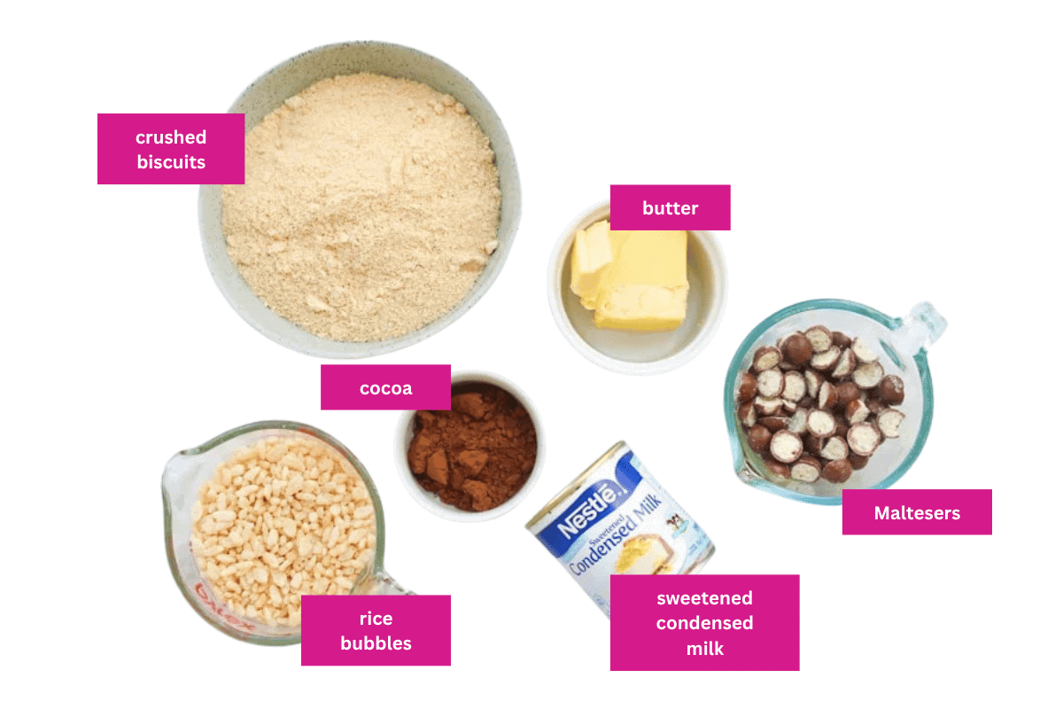 The ingredients for Malteser slice.