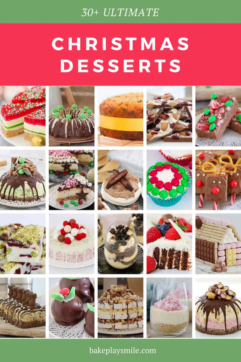 A collage of Christmas dessert recipes and foodie treats to make.