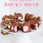 A plate of rocky road made with Clinkers.
