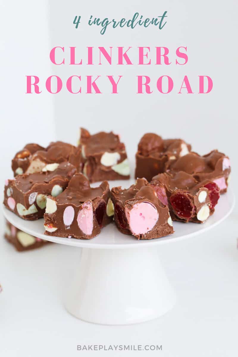 A plate of rocky road made with Clinkers.