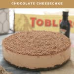A chocolate Baileys cheesecake topped with grated Toblerone.