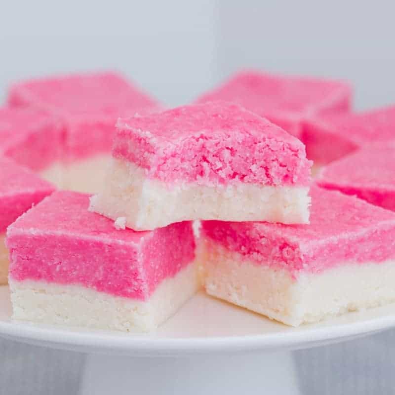 Pink and white coconut ice.