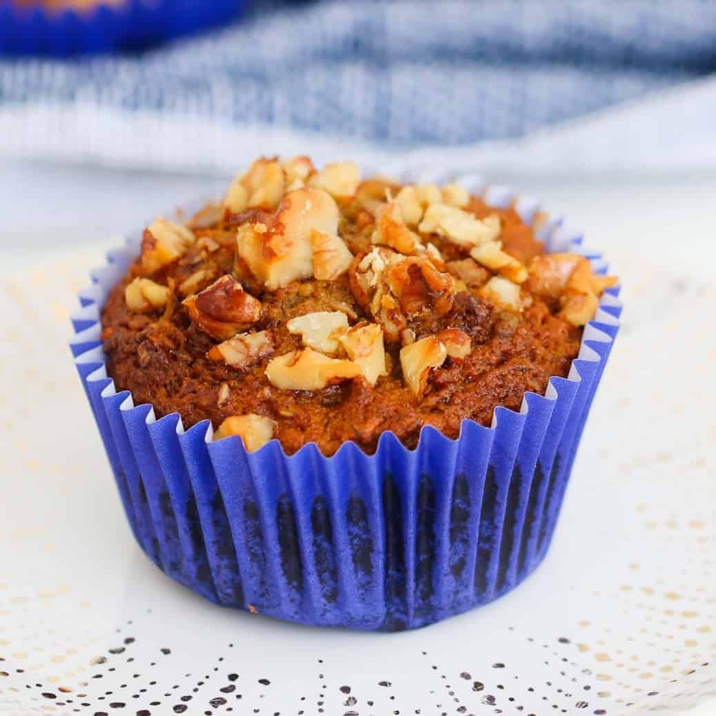Healthy Carrot Cake Muffins made with carrots, apples, bananas and almond milk... they taste just like your favourite carrot cake recipe, but deliciously light and healthy!