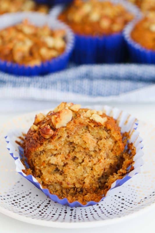 A moist muffin made with carrot, apple and banana.