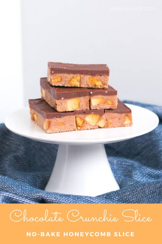 Chocolate Crunchie Slice | No-Bake Honeycomb Slice - Bake Play Smile