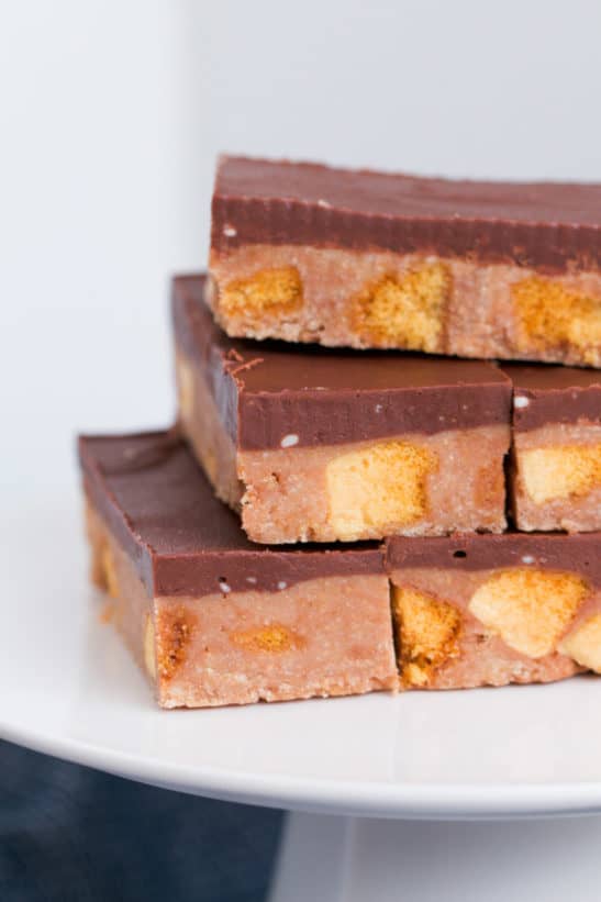 Chocolate Crunchie Slice | No-Bake Honeycomb Slice - Bake Play Smile