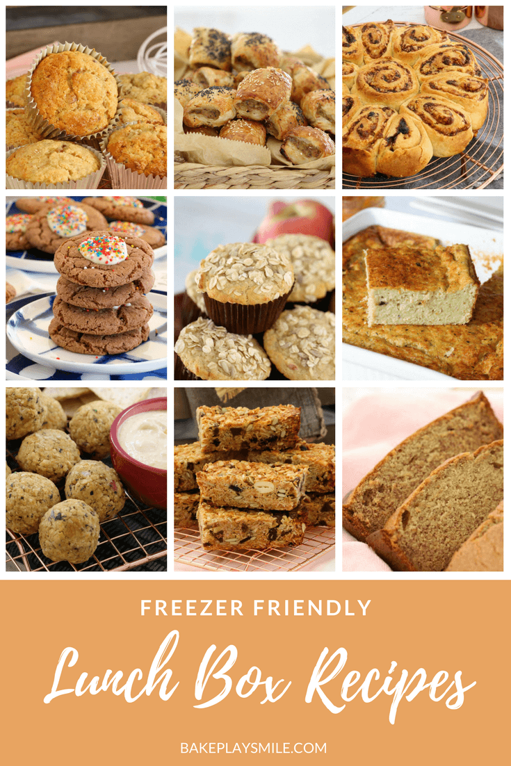 A collection of images of homemade baked goods that can be frozen.